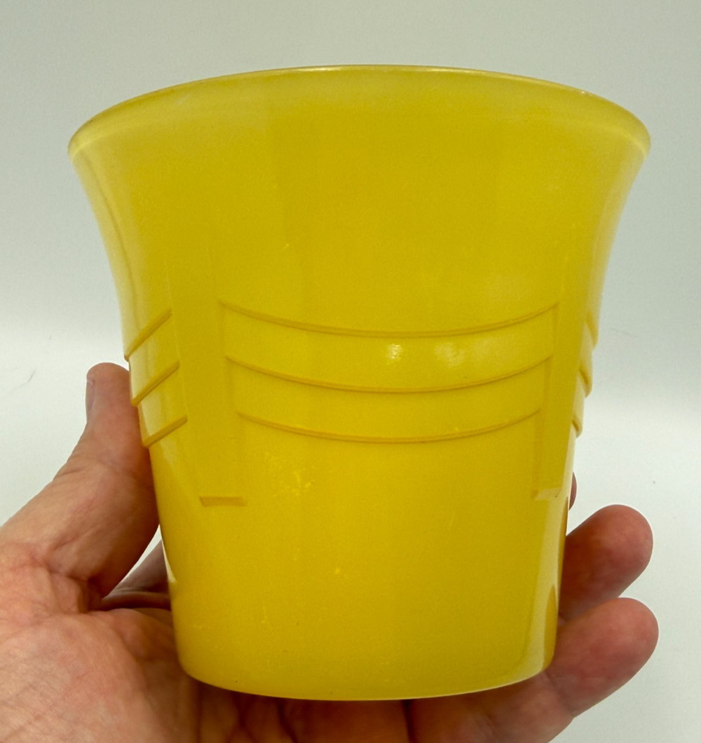 Vintage Art Deco 4" Tall Bright Sunny Yellow Glass Flower Pot Vase Draped Design